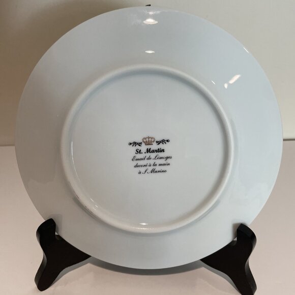 Vintage Email de Limoges St. Martin Appetizer Plate Multicolor Fruit  7.5" - Picture 3 of 4